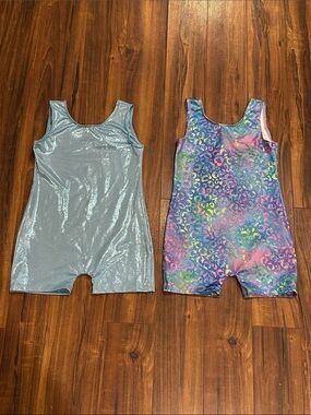 Girls Metallic Light Blue and Multicolor Printed One-Piece Bodysuits